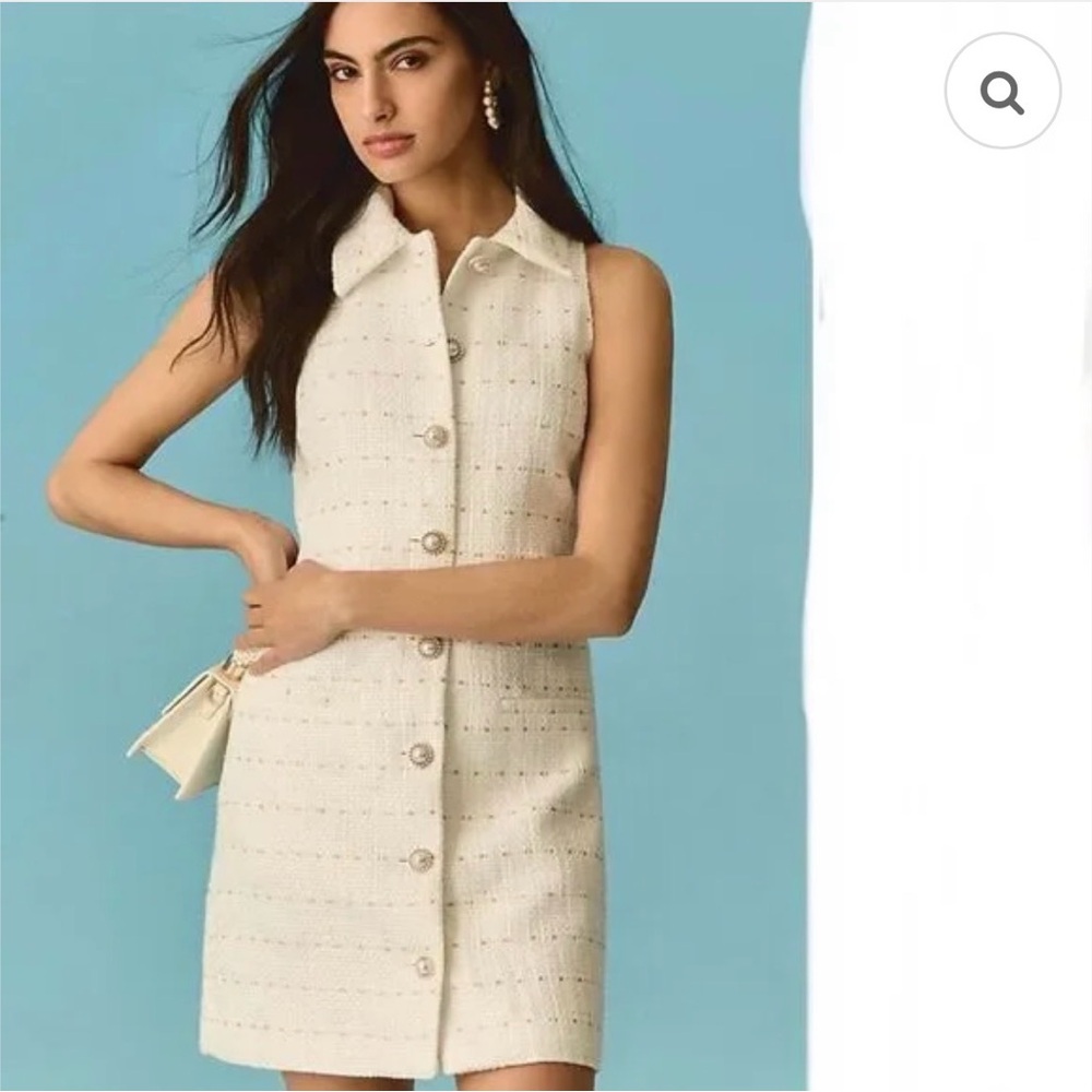 NWOT Anthropologie / Hutch White Textured Button-Down Mini Dress Bridal
